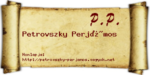 Petrovszky Perjámos névjegykártya
